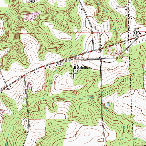 Topographic Map of Adellum Cemetery, AL