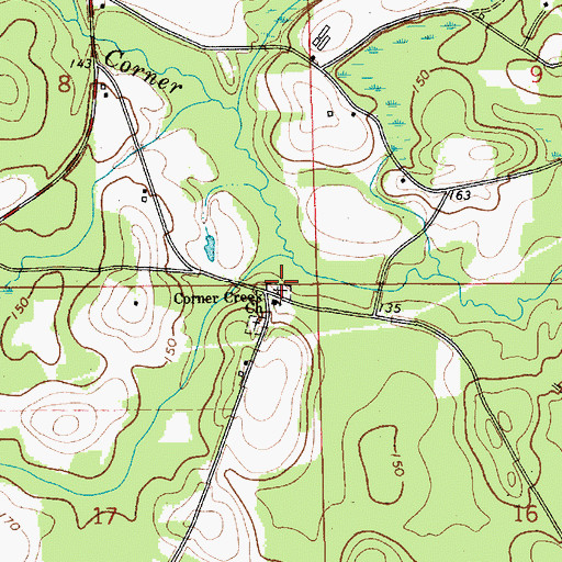 Topographic Map of Corner Creek Cemetery, AL