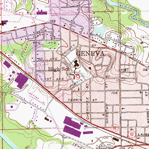 Topographic Map of Hugh Owen Memorial Stadium, AL