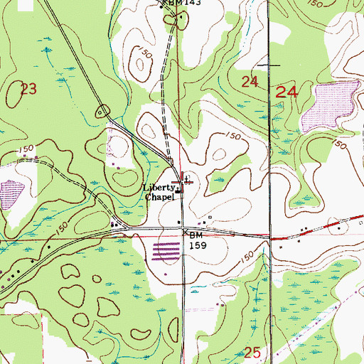Topographic Map of Liberty Chapel Cemetery, AL