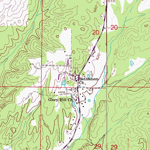 Topographic Map of Bethlehem Cemetery, AL