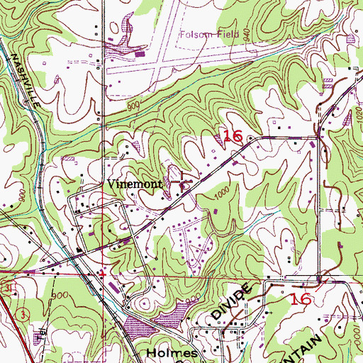 Topographic Map of Vinemont Baptist Church, AL