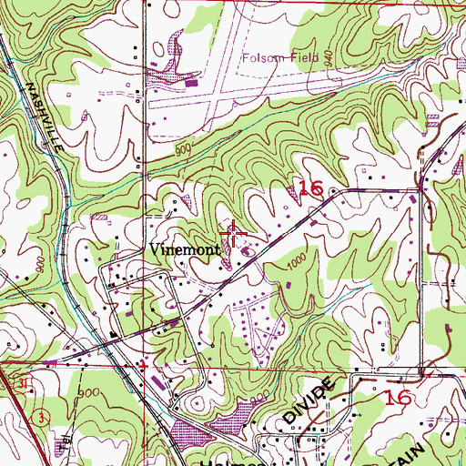 Topographic Map of Vinemont Cemetery, AL