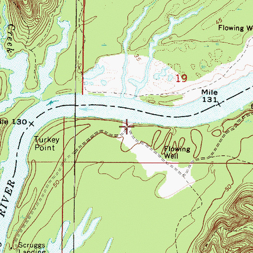 Topographic Map of Mitchells Woodyard Landing, AL