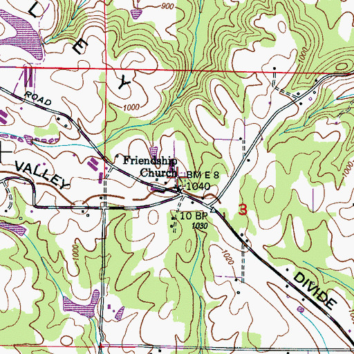 Topographic Map of Friendship Cemetery, AL
