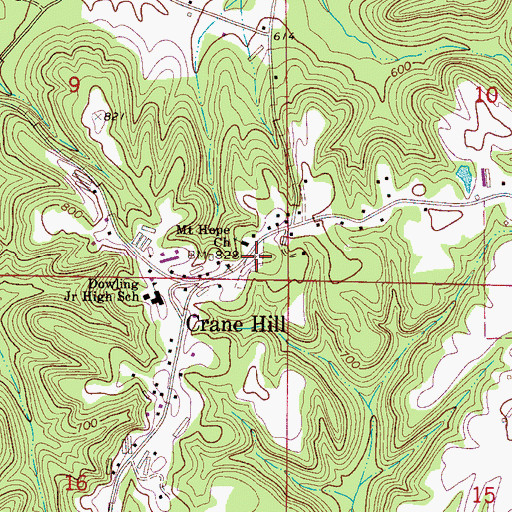 Topographic Map of Mount Hope Cemetery, AL