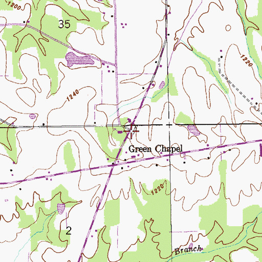 Topographic Map of Greens Chapel Cemetery, AL