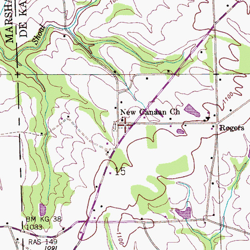 Topographic Map of New Canaan Cemetery, AL