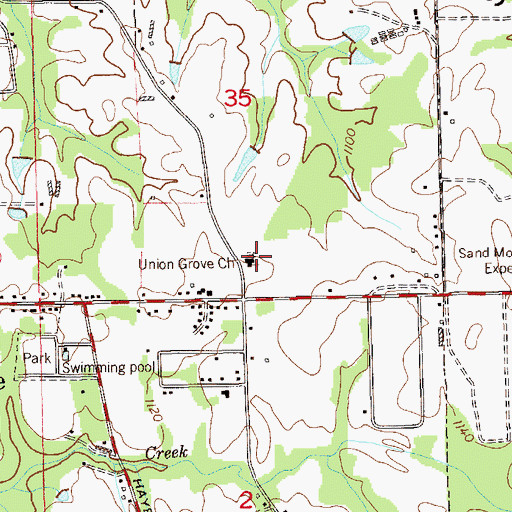 Topographic Map of Union Grove Cemetery, AL