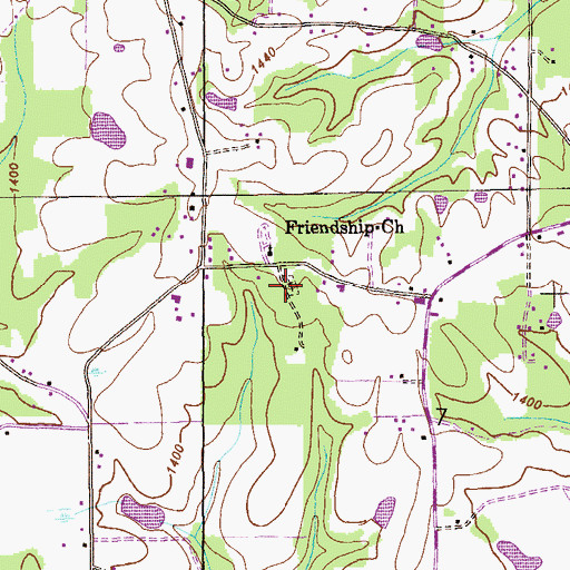 Topographic Map of Friendship Cemetery, AL