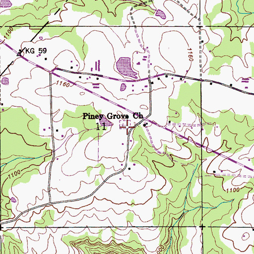 Topographic Map of Piney Grove Cemetery, AL
