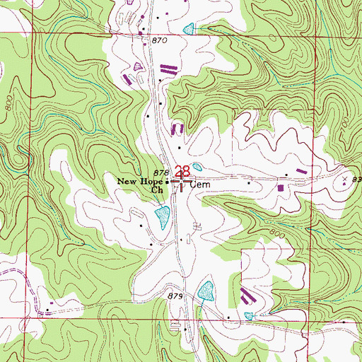 Topographic Map of New Hope Cemetery, AL