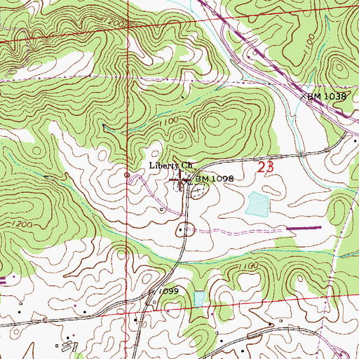 Topographic Map of Liberty Cemetery, AL