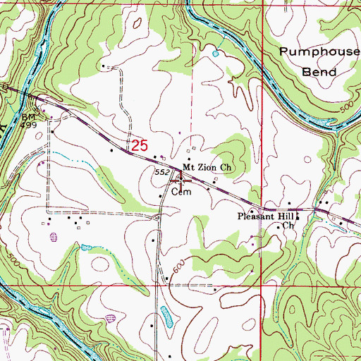 Topographic Map of Mount Zion Cemetery, AL