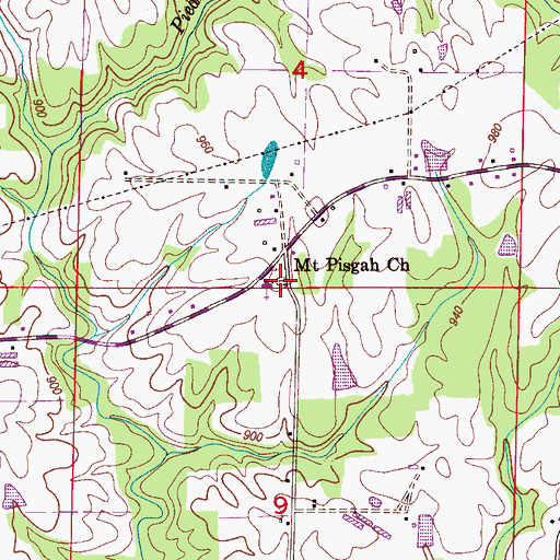 Topographic Map of Mount Pisgah Cemetery, AL
