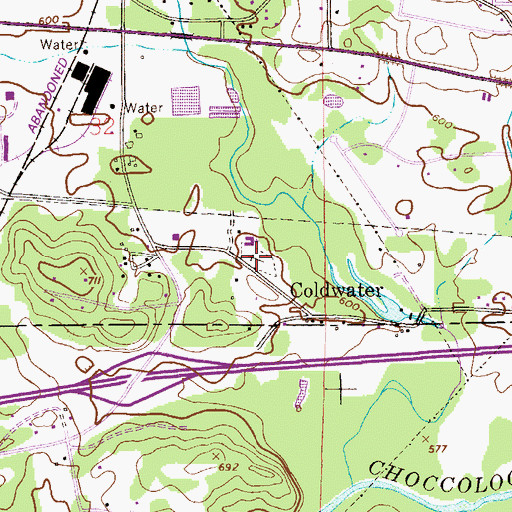 Topographic Map of Coldwater Cemetery, AL