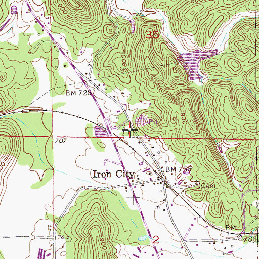 Topographic Map of Iron City Cemetery, AL