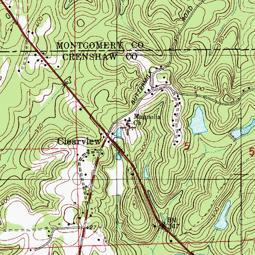 Topographic Map of Magnolia Cemetery, AL