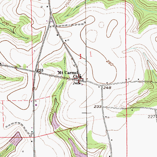 Topographic Map of Mount Carmel, AL