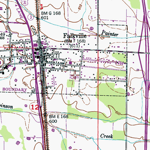 Topographic Map of Falkville City Cemetery, AL