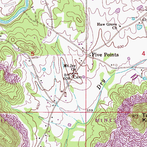 Topographic Map of Mount Joy Cemetery, AL