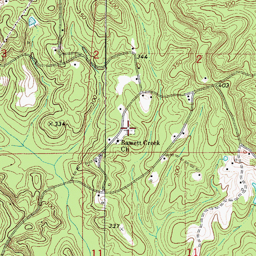Topographic Map of Bassett Creek Cemetery, AL