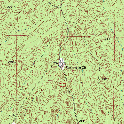 Topographic Map of Oak Grove Cemetery, AL