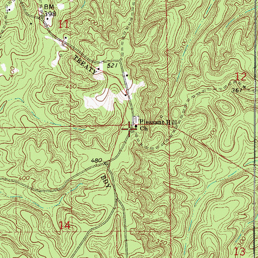 Topographic Map of Pleasant Hill, AL