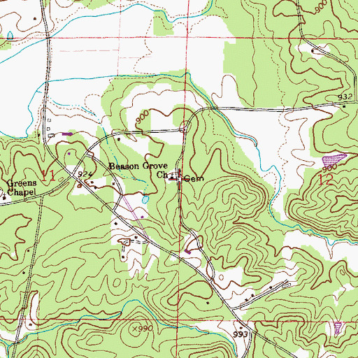 Topographic Map of Beason Grove Cemetery, AL
