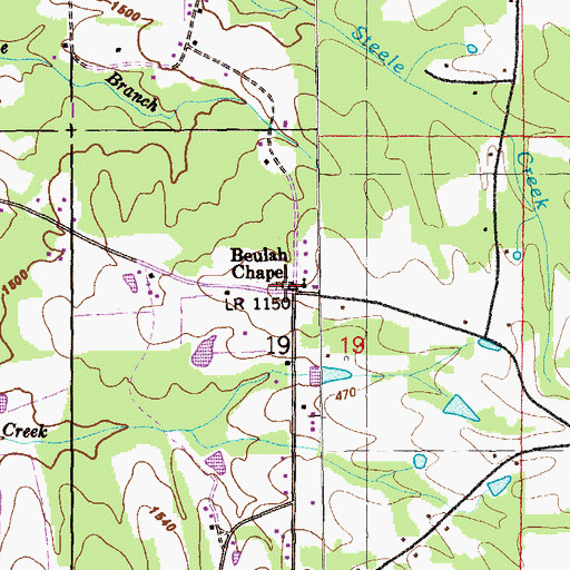 Topographic Map of Beulahs Chapel Cemetery, AL