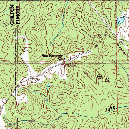 Topographic Map of New Harmony Cemetery, AL