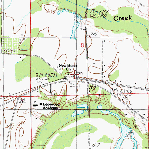 Topographic Map of New Home Cemetery, AL