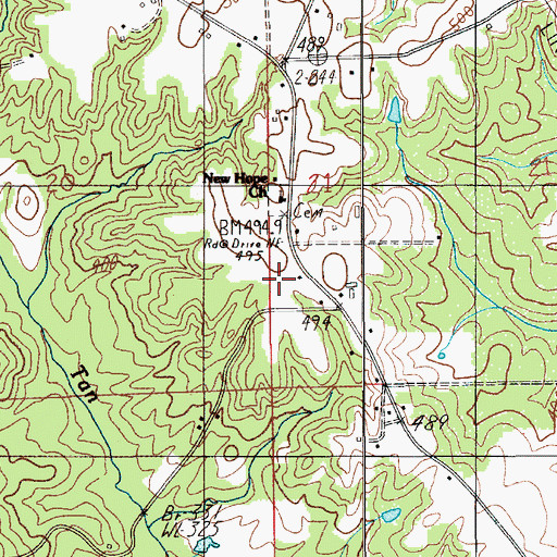 Topographic Map of New Hope Cemetery, AL