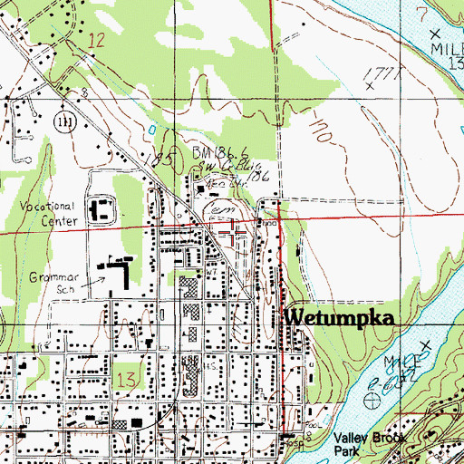 Topographic Map of Wetumpka City Cemetery, AL