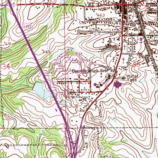 Topographic Map of Caldwell Subdivision, AL