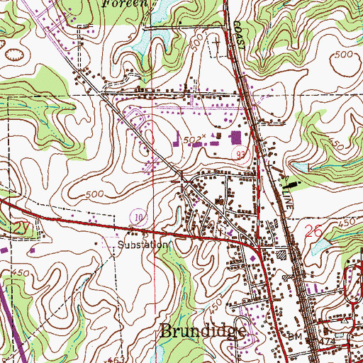 Topographic Map of Saint Paul Cemetery, AL