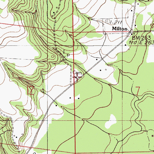 Topographic Map of Milton Cemetery, AL