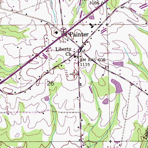 Topographic Map of Liberty Cemetery, AL