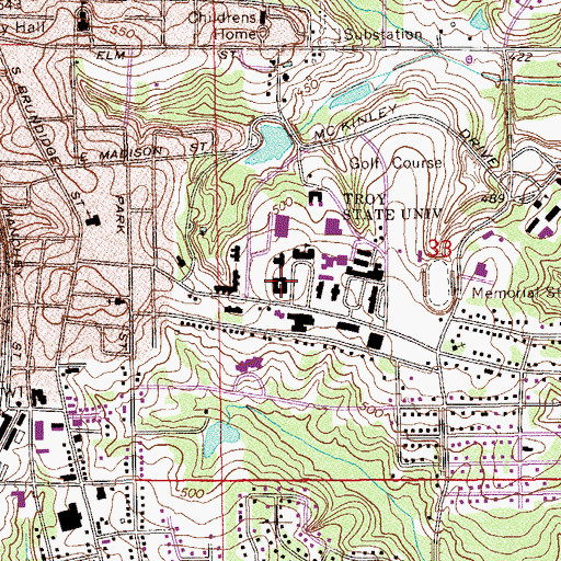Topographic Map of Adams Administration Building, AL
