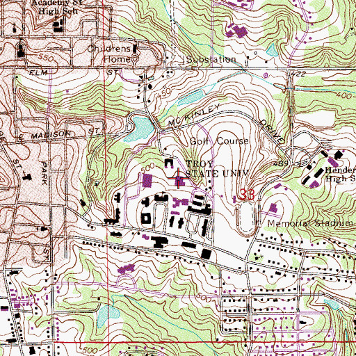 Topographic Map of Adams Center, AL