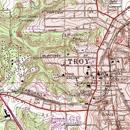 Topographic Map of College Park, AL