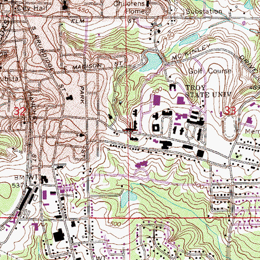 Topographic Map of Colley Hall, AL