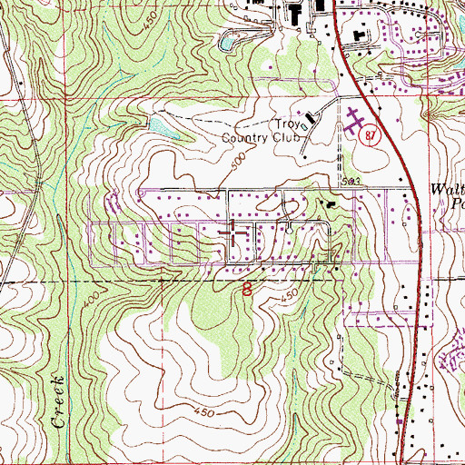 Topographic Map of Country Club Estates, AL