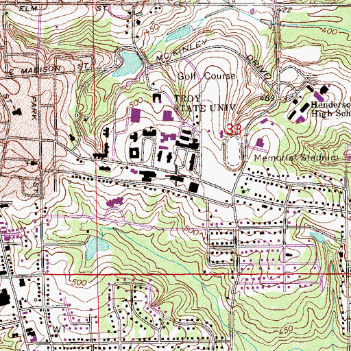 Topographic Map of Dill Hall, AL