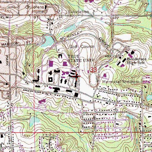 Topographic Map of Eldridge Hall, AL