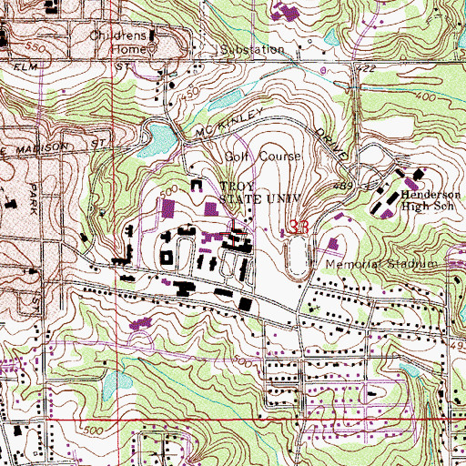 Topographic Map of Gardner Hall, AL