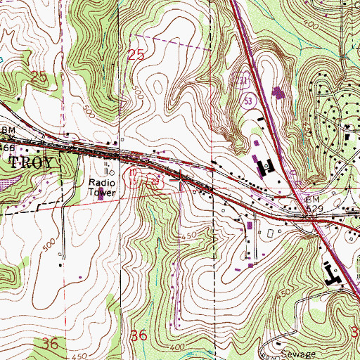 Topographic Map of Green Drive Baptist Church, AL