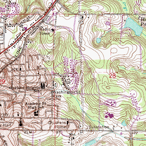 Topographic Map of Green Oaks, AL