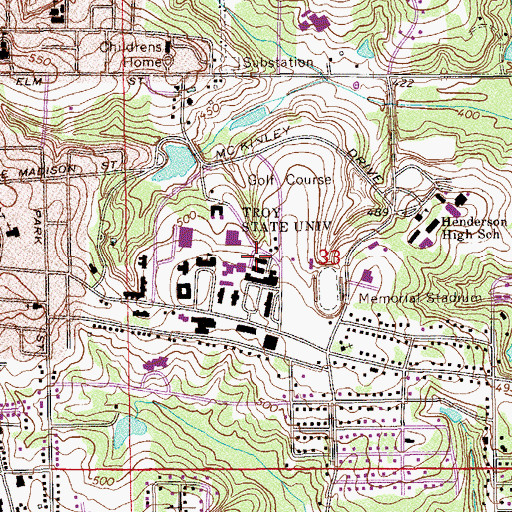 Topographic Map of Hamil Hall, AL