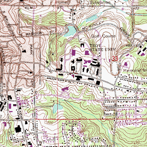 Topographic Map of Long Hall, AL